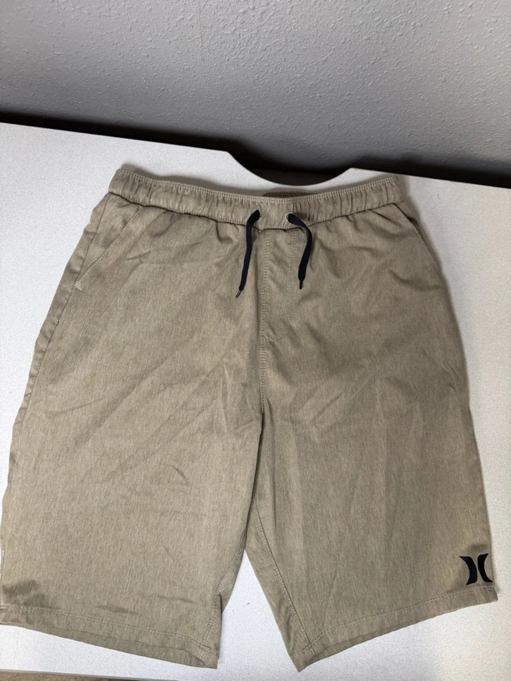 Hurley Khaki Drawstring Men's Shorts with Black Drawcord